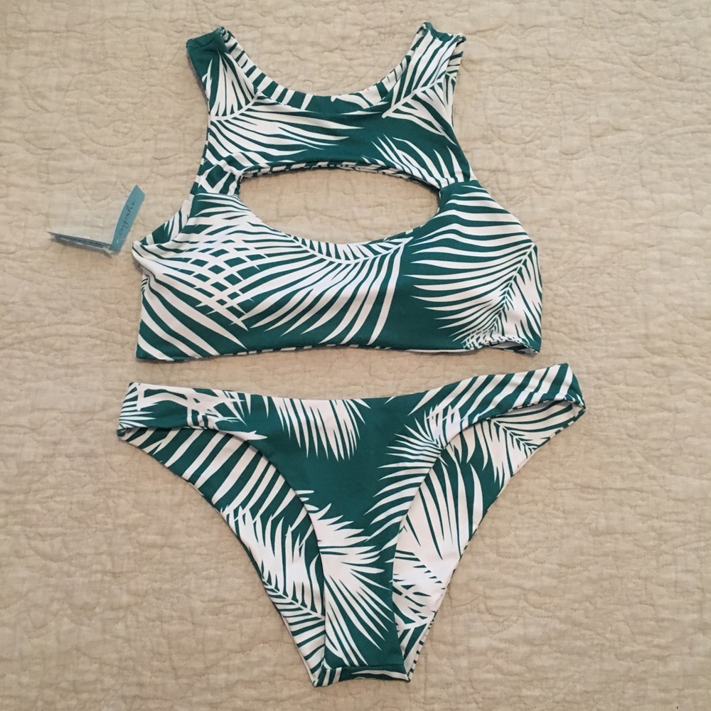Palm leaf bathing suit